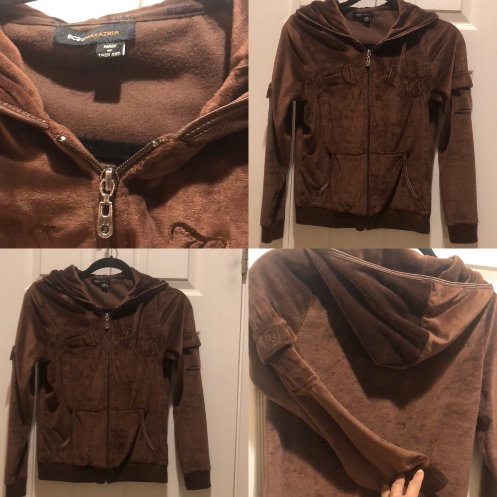 BCBG velour zip jacket